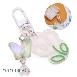 Yoioi พวงกุญแจ จี้ดอกทิวลิป ดอกไม้ ผีเสื้อ สวยงาม หลากสี