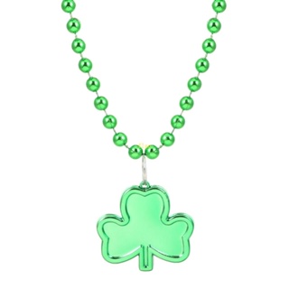 Flgo St Patricks Day สร้อยคอลูกปัดหญ้านําโชค สีเขียว แชมร็อค ของขวัญ สําหรับวัน St Patricks