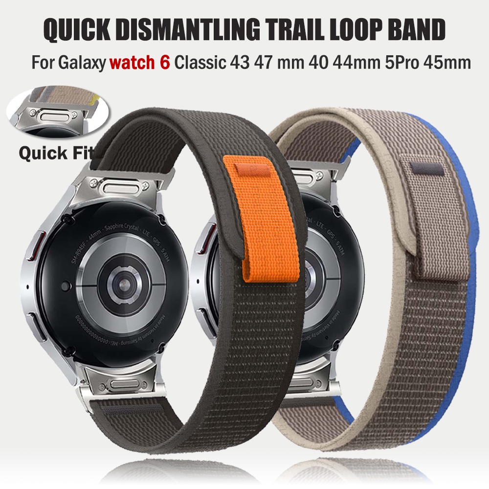 No สายนาฬิกาข้อมือไนล่อน 6 4 5 44 40 มม. Pro 45 มม. 4 คลาสสิก 42 46 มม. 43 มม. 47 มม. สําหรับ galaxy watch 6