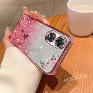 เคสโทรศัพท์มือถือแบบนิ่ม แต่งกลิตเตอร์ ไล่โทนสี ระยิบระยับ ระยับ น่ารัก แฟชั่น พร้อมฝาครอบกล้อง สําหรับ oppo A58 A78 A98 NFC 4G 5G