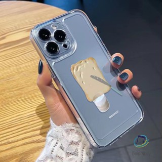 โปร่งใสเคสโทรศัพท์ สําหรับไอโฟน 11 12 13 14 15 Pro Max 7 8 Plus XR X XS MAX SE ขนมปังนม เปลือกกันกระแทกนุ่ม