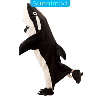 [Sunnimix1] ผ้าห่มฉลาม คอสเพลย์ พร้อมรองเท้า ผ้าสักหลาด มีฮู้ด สําหรับแต่งคอสเพลย์