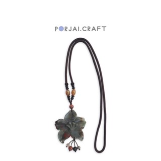 African Blood Stone Flower Necklace สร้อยคอดอกไม้ แอฟริกันบลัดสโตน