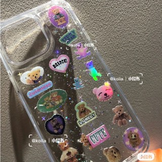 เคสป้องกันโทรศัพท์มือถือใส แบบนิ่ม ลายหมีน่ารัก กันกระแทก สําหรับ iPhone 13 14 12promax 11 xs xr xsmax 7 8plus