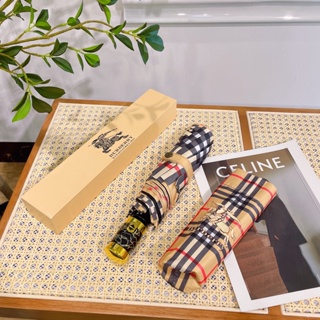 Burberry ร่มกันแดดอัตโนมัติ พับได้ แบบพกพา ขนาดเล็ก ทนทาน กันรังสียูวี