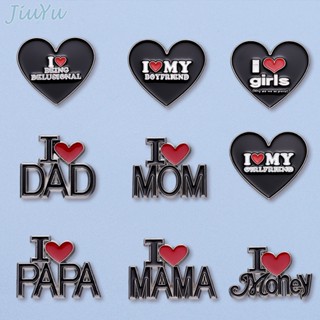 เข็มกลัด รูปครอบครัว I Love My Mama Dad Papa Enamel Pin Love สําหรับครอบครัว พ่อ แม่