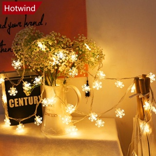 Hotwind สายไฟหิ่งห้อย Led รูปเกล็ดหิมะ ใช้แบตเตอรี่ ยาว 6 เมตร สําหรับตกแต่งปาร์ตี้คริสต์มาส ปีใหม่ L1Q5