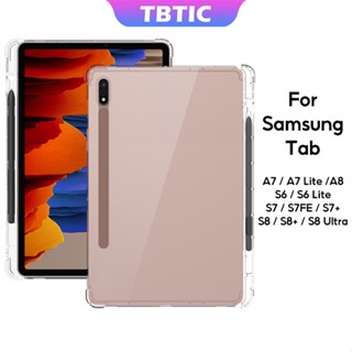 เคสแท็บเล็ต TPU แบบใส ลาย TBTIC พร้อมช่องใส่ดินสอ สําหรับ Samsung Galaxy Tab A7 Lite 8.7 นิ้ว S7FE S7+ S8+ Galaxy Tab S6 Lite P610 P615 A8 10.5 2021 S7 S8 T870 T875