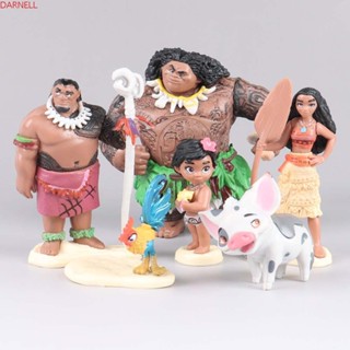 Darnell โมเดลฟิกเกอร์ PVC อนิเมะเจ้าหญิง Moana Makeatutara Maui Chief 6 ชิ้น ต่อชุด