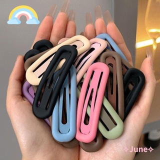 June กิ๊บติดผม โลหะผสม เนื้อแมตต์ ฉลุลาย เรียบง่าย สีพื้น สําหรับเด็กผู้หญิง 12 ชิ้น ต่อล็อต