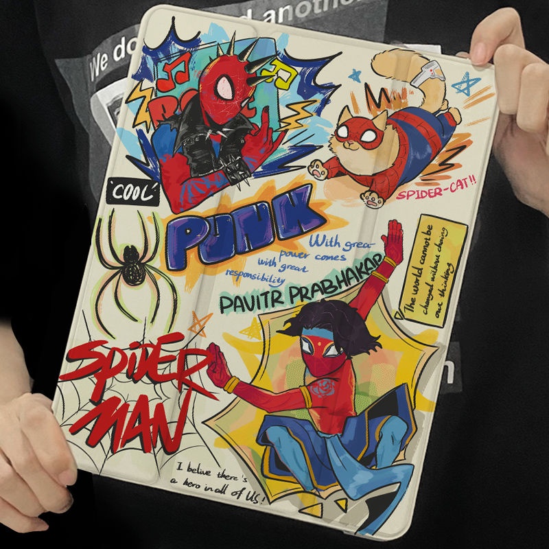 เคสซิลิโคนใส ลายการ์ตูนสไปเดอร์แมน พร้อมช่องใส่ปากกา สําหรับ iPad 2021 Pro 11 Air1 2 gen5 6 9.7 Air 3 Pro 2017 10.5 gen9 8 7 10.2 gen 10 2022 10.9