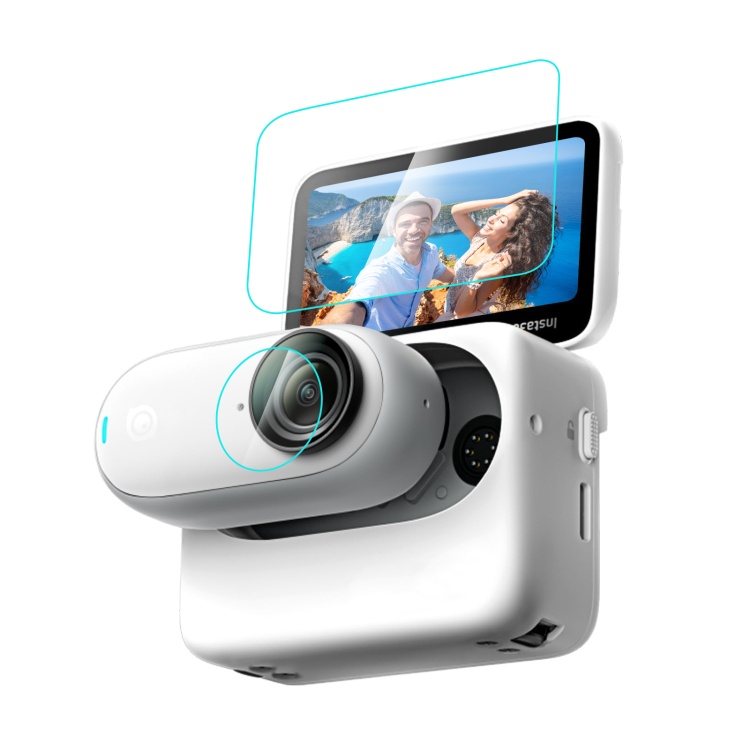 2 in 1 ฟิล์มกระจกนิรภัยกันรอยหน้าจอ และเลนส์ สําหรับ Insta360 GO 3 PULUZ