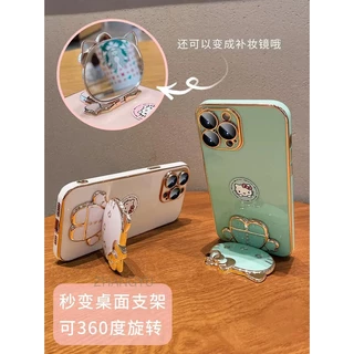 เคสโทรศัพท์มือถือ ซิลิโคนนิ่ม กันกระแทก ลาย Hello Kitty Cat 3D พร้อมกระจกแต่งหน้า แบบพกพา สําหรับ Vivo V17 V19 NEO V19