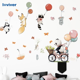 [Loviver] สติกเกอร์ ลายการ์ตูนสัตว์ สําหรับติดตกแต่งผนังห้องนอน 2 ชิ้น