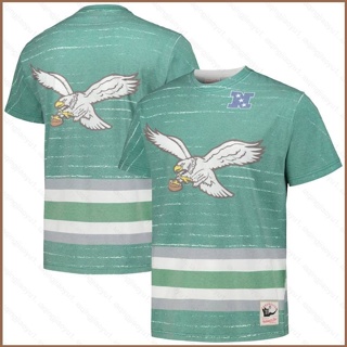 เสื้อยืดกีฬาแขนสั้น ลายทีมชาติฟุตบอล Mitchell &amp; Ness HQ1 NFL Philadelphia Eagles Fans พลัสไซซ์ QH1