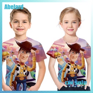 เสื้อยืดคอกลม แขนสั้น พิมพ์ลาย Abelard Toy Story แฟชั่นฤดูร้อน สไตล์สตรีท สําหรับเด็กผู้ชาย และเด็กผู้หญิง