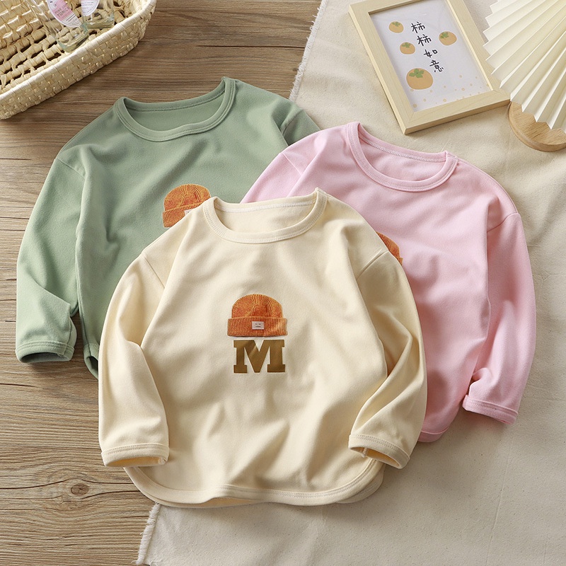 [ML] 80-150 ซม. เด็ก คอกลม เยอรมัน กํามะหยี่ บอททอม ฤดูใบไม้ร่วง เด็กผู้หญิง จดหมาย ชิ้นเดียว ฤดูใบไม้ร่วง ฤดูหนาว แขนยาว เยอรมัน กํามะหยี่ ยืด อบอุ่น เสื้อผ้า