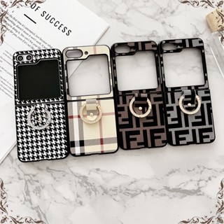 เคสโทรศัพท์มือถือหนัง ป้องกัน หรูหรา พร้อมแหวนหัวเข็มขัด สําหรับ Samsung Galaxy Z Flip5 Z Flip 5