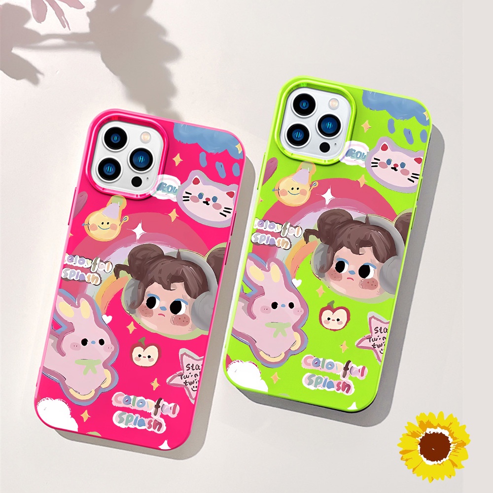 สาวการ์ตูน เคสโทรศัพท์เยลลี่นุ่มสำหรับiPhone 11 12 13 14 15 Pro Max 7 8 Plus XS Max XR X SE 2020 ฝาครอบปลอกซิลิโคน