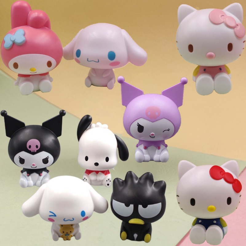 SANRIO พร้อมส่ง- ตุ๊กตาฟิกเกอร์ การ์ตูนซานริโอ้ Kuromi Cinnamoroll Melody Kuromi Cinnamoroll Pochacco & Friends สําหรับตกแต่งเค้กวันเกิด