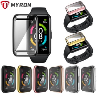 Myron ฝาครอบชุบ TPU ป้องกันหน้าจอ แบบเต็มจอ สําหรับ Honor Band 6 Huawei Band 6