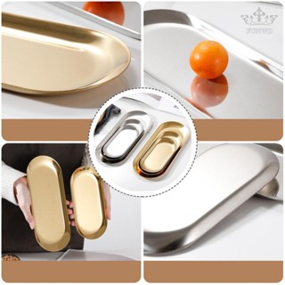 【FUNWD】Cake Plate Accessories Barbecue Fruit Oval Replacement Stainless Steel