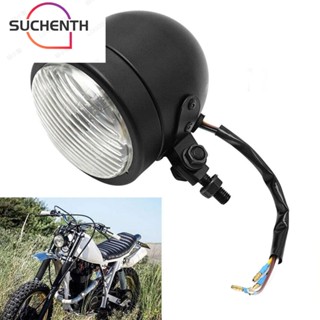 Suchenth ชุดไฟหน้าโลหะ ทรงกลม 4.3 นิ้ว 12V 35W สีดําด้าน สําหรับรถจักรยานยนต์