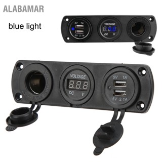 ALABAMAR 3 in 1 Charger ซ็อกเก็ตแผง Dual USB Outlet แผงบุหรี่ไฟแช็กซ็อกเก็ต LED Digital Voltmeter สำหรับรถบรรทุก Marine RV