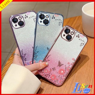 เคส iPhone 13 iPhone 14 iPhone 11 iPhone 12 HYB ดอกไม้ ผีเสื้อ เคสโทรศัพท์ ป้องกัน