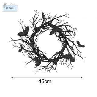[szsirui] พวงหรีดฮาโลวีน 45 ซม. สําหรับตกแต่งบ้าน ประตูหน้าบ้าน ฟาร์มเฮาส์ ในร่ม กลางแจ้ง