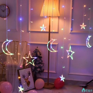 สายทองแดง Star Light String เต็มไปด้วย Starry ดาวห้าปี Star Curtain Light พลาสติก Moon LED โคมไฟตกแต่ง 3.5 M TH1