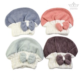 【FUNWD】Dry Hair Hat Shower Coral Fleece Dry Hair Hat Navy Blue/red/Bean Green