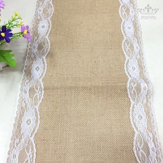 【FUNWD】Table Runner Sewed Edge Chair Sashes Festival Party Catering Hessian Lace