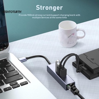 ☼Wt อะแดปเตอร์เครือข่ายอีเธอร์เน็ต 4 in 1 USB 30 Type-C เป็น RJ45 อุปกรณ์เสริมคอมพิวเตอร์