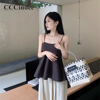 Cccindee ใหม่ เสื้อสายเดี่ยว แขนกุด ลําลอง เข้ารูป สีพื้น เข้ากับทุกการแต่งกาย แฟชั่นสําหรับสตรี 2023