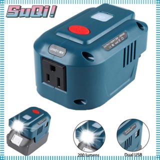 Suqi อะแดปเตอร์แบตเตอรี่ ทนทาน พร้อมไฟ LED แปลง USB คู่ สําหรับแบตเตอรี่ Makita 18V Li-ion