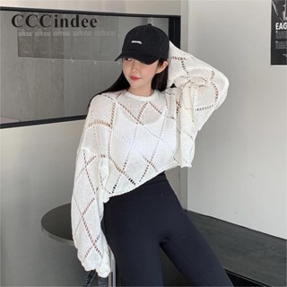 Cccindee ใหม่ เสื้อกันหนาวลําลอง แขนยาว คอกลม ป้องกันแดด เข้ากับทุกการแต่งกาย แฟชั่นสําหรับสตรี 2023