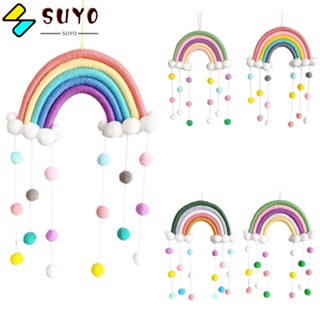 Suyo พรมแขวนผนัง ลายก้อนเมฆ สีรุ้ง แฮนด์เมด สําหรับตกแต่งบ้าน|ปอมปอม งานฝีมือ สําหรับตกแต่งบ้าน