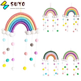 Suyo พรมแขวนผนัง ลายก้อนเมฆ สีรุ้ง แฮนด์เมด สําหรับตกแต่งบ้าน|ปอมปอม งานฝีมือ สําหรับตกแต่งบ้าน