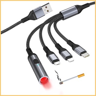 อะแดปเตอร์สายชาร์จ USB 4 In 1 แบบไนล่อนถัก ชาร์จเร็ว