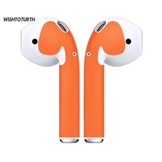 ☼Wt สติกเกอร์ป้องกันรอยขีดข่วน สีพื้น สําหรับ AirPods Ear Buds