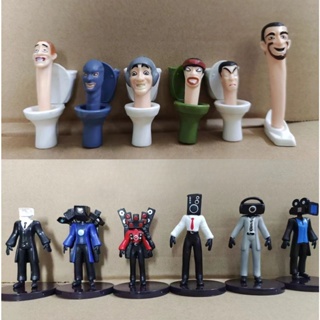 ตุ๊กตาฟิกเกอร์ PVC Skibidi Toilet Man Spoof สําหรับตกแต่งบ้าน 12 ชิ้น ต่อชุด