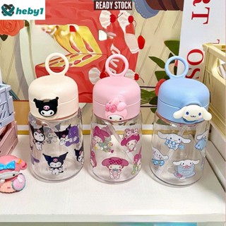 Sanrio การ์ตูนฤดูร้อนกีฬาขวดน้ำ My Melody Cinnamoroll Kuromi อะนิเมะระเบิดฝาปิดฟางถ้วยดื่มส่งสติกเกอร์ heby1