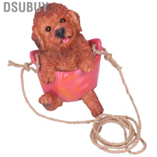 Dsubuy HG Teddy Dog Outdoor Garden Statue Swinging Brown Ornaments Resin