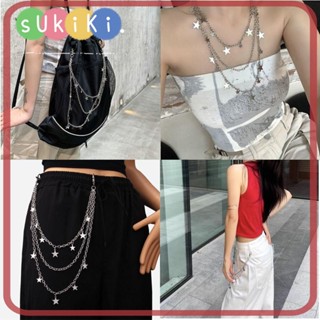 Sukiki สร้อยคอโซ่ จี้รูปดาวห้าแฉก ประดับพู่ ผีเสื้อ สไตล์ฮิปฮอป สําหรับผู้หญิง