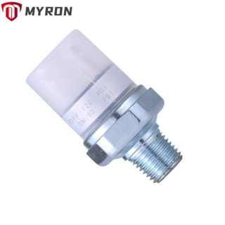 Myron สวิตช์แรงดันอากาศ 90-120 PSI 1/4 นิ้ว NPT ตัวผู้ สีเงิน 24V 12V