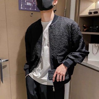 MNO.9 Jacket J121 แจ็คเก็ต ผ้าปั้ม ลายดอกกุหลาบ กระเป๋าหน้า เสื้อกันหนาว