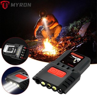 Myron ไฟฉายคาดศีรษะ LED 6 ดวง ชาร์จ USB ทนทาน สําหรับตั้งแคมป์