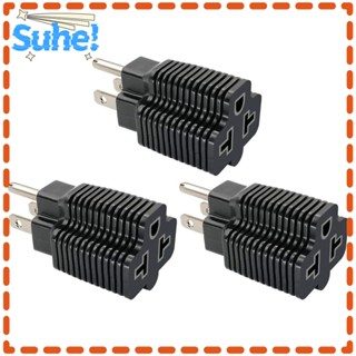 Suhe อะแดปเตอร์ปลั๊ก Pvc ตัวเมีย ทองแดง สีดํา 15A AC125V NEMA 5-15P เป็น 5-15/20R ทนทาน สําหรับช่างไฟฟ้า 3 ชิ้น