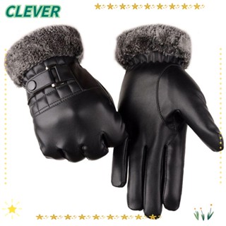 Clever ถุงมือขนสัตว์เทียม แฟชั่น กันลม สําหรับขับขี่รถจักรยานยนต์ เล่นสกี